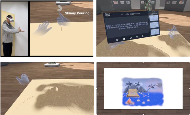 A participant creates virtual sand art using hand gestures and AI guidance in SandTouch.