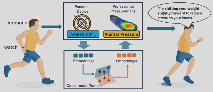 Motion2Press transfers wearable IMU signals to plantar pressure estimates for gait analysis.