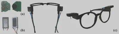 EchoTouch microphone, speaker, and glasses hardware from Figure 4.